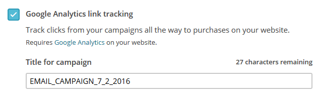 Screenshot aus Mailchimp zur Kampagneneinstellung
